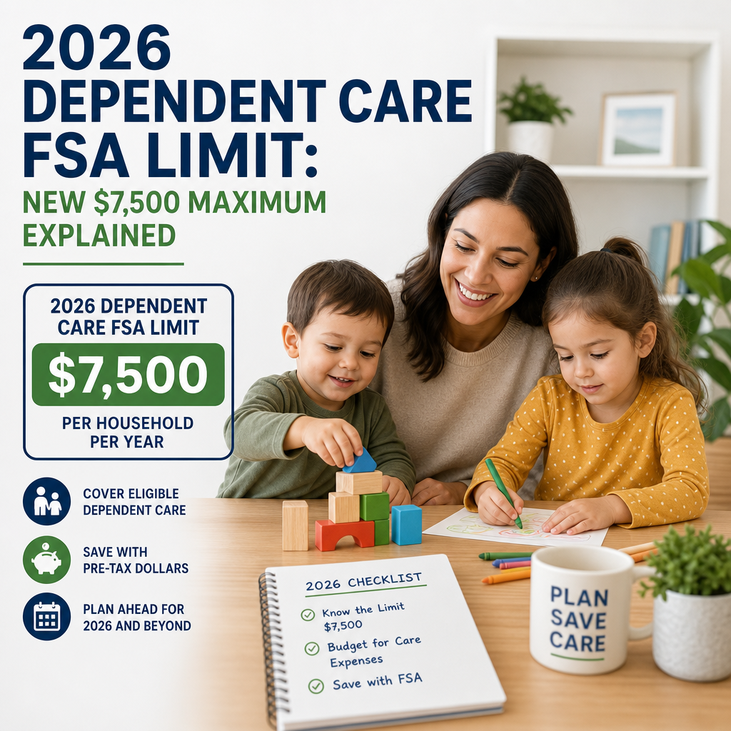 2026 dependent care FSA limit raised to $7,500 per household for eligible child care expenses.