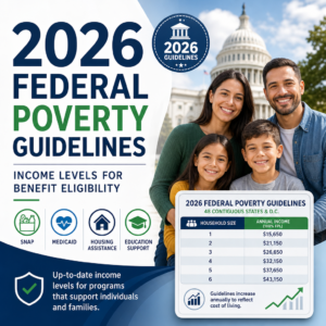 2026 Federal Poverty Guidelines infographic showing income levels for benefit eligibility and program support