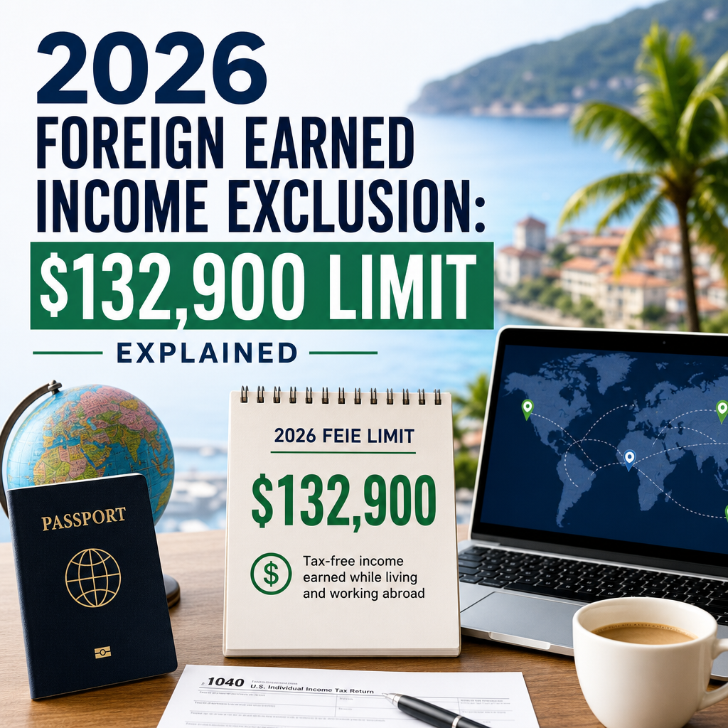 2026 foreign earned income exclusion $132,900 limit with expat travel and remote work visuals