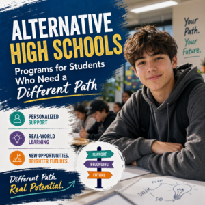 Students in an alternative high school classroom receive personalized support and hands-on learning.