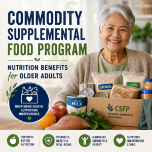 Healthy food items promoting the Commodity Supplemental Food Program for older adults