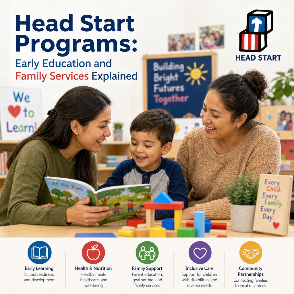 Teacher and happy family with young children in an early childhood education classroom