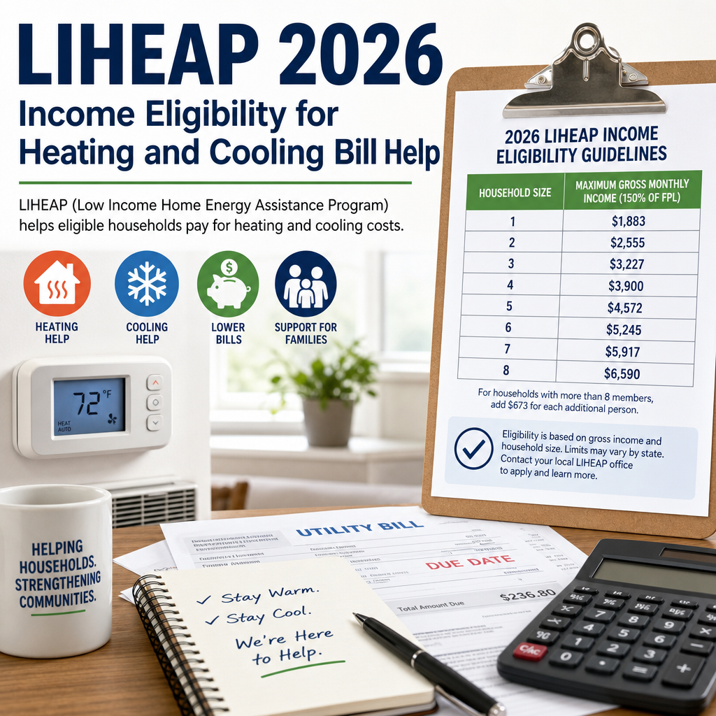 LIHEAP 2026 income eligibility guidelines for heating and cooling bill assistance