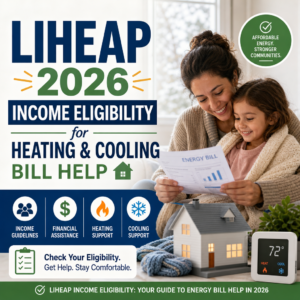 LIHEAP 2026 income eligibility guide for heating and cooling bill assistance, with household size and income factors