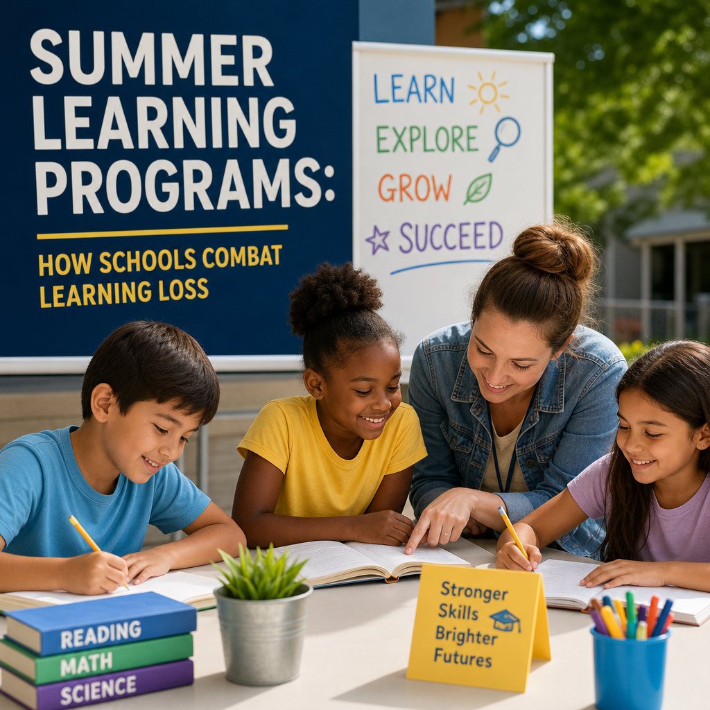 Teacher and children learning together in a summer learning program to prevent learning loss