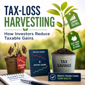 Illustration of tax-loss harvesting showing reduced taxable gains and increased tax savings.