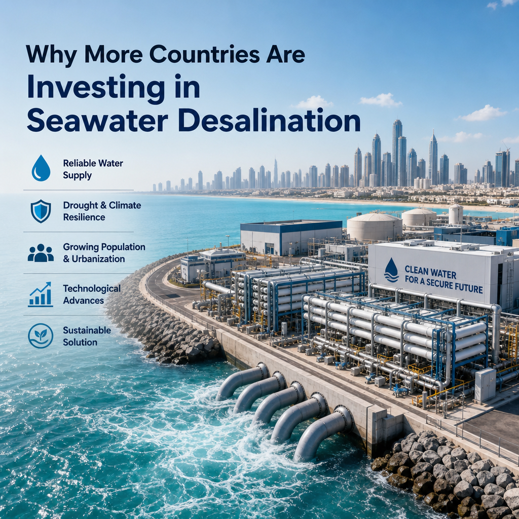 Seawater desalination plant supplying reliable water for growing populations and climate resilience